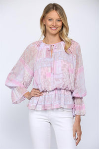 "New" Paisely Print Elastic Waist Blouse